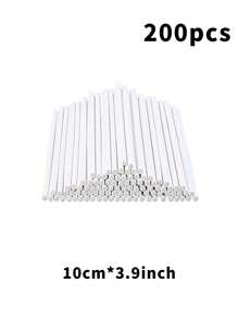50/100/200 White Lollipop Sticks, 3.93-Inch Paper Stick Straws, Used For Cake Sticks, Cupcake Decorations, Candy Melting, Chocolate, Cookies, Desserts (Diameter 3mm), Wedding Party Gift Packaging - Multicolor - View 9