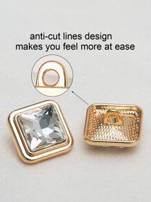 8 pièces/set Boutons carrés en métal avec faux cristaux et pierres précieuses, polyvalents pour chemises, cardigans, pulls, vestes, décoration, artisanat DIY, couture, bijoux, sacs