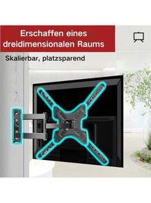 Universal TV Wall Mount, Swivel And Tilt Universal TV Mount, Wall Mount With Adjustable Telescopic Bracket, Suitable For 14-60 Inch TVs, LED/LCD/Plasma Flat And Curved TVs Or Monitors, Full Motion TV Mount With Perfect Center Design, Extended Swivel TV Mount, Tilt Up To 400 X 400 Mm, Mobile TV Wall Mount, Universal Monitor TV Mounting Arm - 黑色 - 查看 6