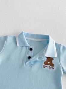 女童学院风卡通 Polo 衫和百褶裙套装，开学季