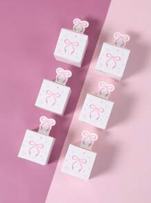 24个蝴蝶结礼盒，粉色蝴蝶结图案礼盒，蝴蝶结主题派对惊喜礼盒，生日节日派对礼品包装用品，婚礼新娘回礼盒，性别揭晓派对礼盒，女士派对礼品包装盒，厨房包装用品，派对小礼物 - 白底粉紅蝴蝶結 - 查看 5