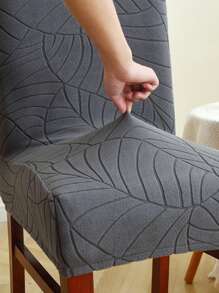 1/2/4pcs Soft Leaf Jacquard Chair Cover, Solid Color Stretch Dining Chair Slipcover For Office, Party, Restaurant