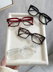 4pcs Women Plastic Inlaid Nail Square Full Frame Multicolor Elegant Portable Perfect Ins Style Casual Clear Glasses Combination For Office Outfit Suitable For All Face Shapes Decoration