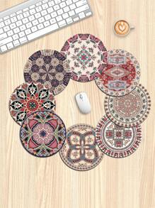 Geometrische ronde muismat - 8 stijlen om uit te kiezen, formaat 20 cm * 20 cm, antislipontwerp aan de onderkant, de muis is glad op de muismat, geschikt voor verschillende kantoorscènes