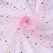1pc Star & Moon Hexagonal Tulle Fabric, Handmade DIY Headpiece, Clothing, Dress, Flower Packaging, Soft Tulle