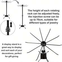 3 Tier Rotating Jewelry Tower Necklaces Hanger Stand Jewelry Holder Keyring Display Rotating Stand Rack For Organize Jewelry Necklaces Earrings Black - Black - View 5