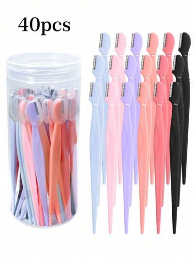 1/3/6/9/12/24/48/96/200pcs/Set Multi-Color Grooming Eyebrow Razor Set, Eyebrow Trimmer And Shaver, Exfoliating Shaver Tool, Body Hair Removal Trimmer And Facial & Eyebrow Razor Set, Long Handle Blades With Precision Protective Cover, Women Eyebrow Grooming Tool, Suitable For Daily Use Or Travel