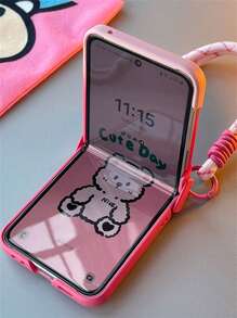 Funda de teléfono dura con gradiente rosa, soporte de anillo de conejo y correa de mano compatible con Samsung Galaxy Z Flip 5 6 Z Flip6 ZFlip 5 Zflip6 Zflip5, funda protectora para la parte posterior compatible con - Rosa degradado - Ver 7