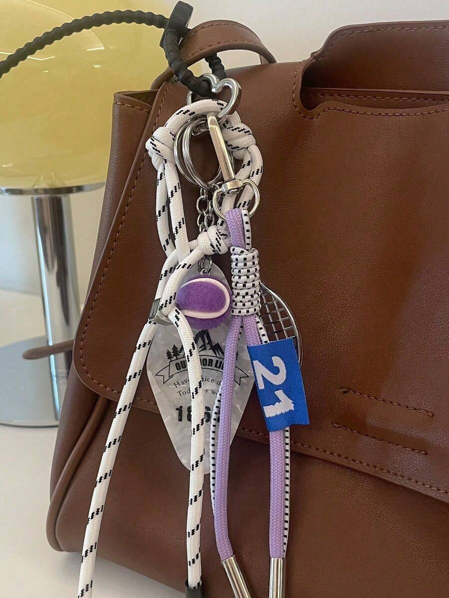 1pc Fashion Creative Badminton Keychain Diy Bag Pendant Cute Accessory For Gift