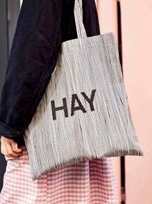 韩版ins风帆布包，休闲夏季轻便字母印花100%单肩包，多功能适用于摄影、购物、户外 - 彩色 - 查看 13