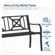 Black Outdoor Bench, MetalGardenCast Iron Heavy-Duty Patiowith Decorative Backrest For Proch Park 880lb Capacity - 彩色 - 查看 4