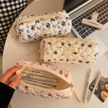 1pc Cartoon Animal Print Pencil Stationery Bag, Girls Study Stationery Organiser, College Student Writing Instrument Organiser, Desktop Storage Bag, Multi-Functional Organiser For Rulers, Writing Pens, Suitable As Back To School Gift, Birthday Gift For Teenagers, Back To School, School Supplies, Pencil Case, Pencil Pouch, School Bag