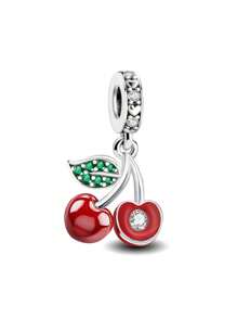 1PC 925 Sterling Silver Fashionable Cherry Grape Mushroom Basket Pendant Beads Charm Suitable For Bracelets DIY Women's Jewelry - Silver - View 13