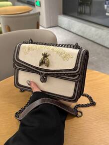 Fashionable Chain Accent Colorblock Women's Crossbody Shoulder Bag