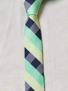Men's Casual Colorful Plaid Slim Tie(5.5cm) - 淺綠色 - 查看 3