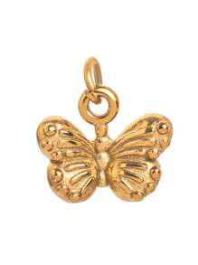 1件不锈钢时尚DIY项链，包含星星、心形、蝴蝶、钥匙、辣椒吊坠，18K镀金，防水防汗，适合派对和日常佩戴，女士礼物，情人节礼物，女士首饰 - 金色 - 查看 14