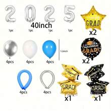 Decoración con globos para graduación 2025, incluye gorro de graduación, pancarta de la clase universitaria 2025, suministros para fiesta de celebración