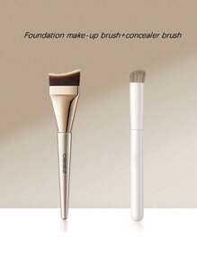 2支装粉底刷，超薄无粉扁平刷头，斜角新月形底妆刷，韩式遮瑕扁平刷头，液体粉底刷，高品质PBT纤维刷毛，浓密刷毛，化妆刷套装，化妆刷套装，化妆刷套装，全套化妆套装，化妆刷套装，全套化妆工具，刷子套装，化妆刷套装，化妆礼盒套装 - 彩色 - 查看 9