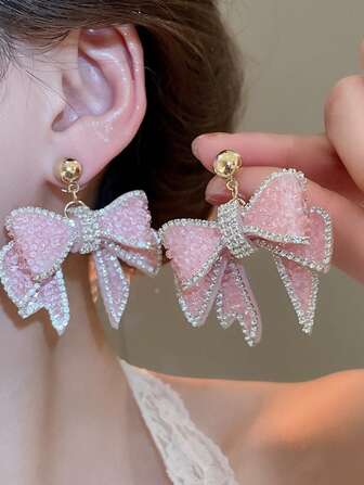 Andkiss 1 Pair Elegant Bowknot Drop Earrings, Suitable For Daily Wear