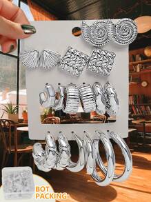 Betykuku 9 对时尚欧美风格金耳环套装，适合女性和女孩的日常佩戴、聚会、礼物 - 金色 - 查看 10