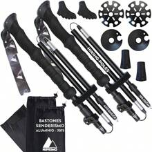 Hiprimo Bastones para Senderismo Ajustables Plegables Ergonómicos Hechos de Aluminio 7075 Ligeros con Bloqueo Rápido | Caminata Montaña | Trekking Poles - Caqui - Ver 1