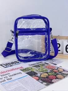 1pc PVC Material Transparent Zipper Closure Unisex Crossbody Bag/Jelly Bag, Suitable For Summer Outdoor Use And Birthday Gift - A - View 18
