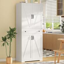 VOWNER Mueble de cocina VOWNER con 12 estantes en la puerta y 4 cajones, aparador, aparador, mueble alto de cocina con estantes regulables, 183x76x40cm