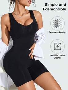 Women Solid Color Fashionable Slimming Waist Lift Hip Jumpsuit - Black - View 5