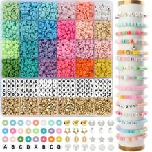 5200pcs Clay Beads Bracelet Kits, Friendship Bracelet Kits Flat Beads For Jewelry Making, Polymer Black Stone Bead Set Suitable For Bracelet Necklace DIY Craft Gift