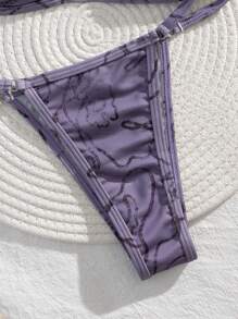 Bikini separado de microfibra sexy con estampado de teñido anudado aleatorio para playa y vacaciones