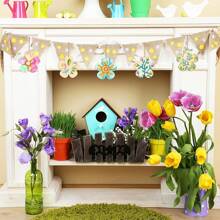 12/24 Pcs DIY Wooden Floral Decor Pieces - Colorful Spring Decorative Cutouts With Ropes, Suitable For Hanging, Floral Decor, Wooden Floral Cutouts, Florals