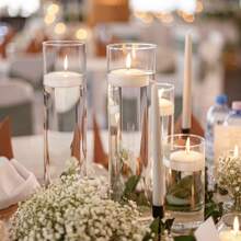 Superlele 5/20/35pcs Glass Cylinder Vases-4, 6, 8, 9.8, 11.8 Inch Tall Hurricane Floating Glass Candle Holders Clear Flower Vases For Centerpieces Home Table Decor Wedding Party Decorations