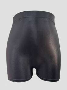 夏季薄款紧身弹力涤纶闪亮性感唇膏印花短裤