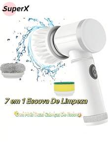 Escova Elétrica de Limpeza 5 em 1 Sem Fio Limpador Multiuso Prático Com Mais Duas Cabeças de Escova