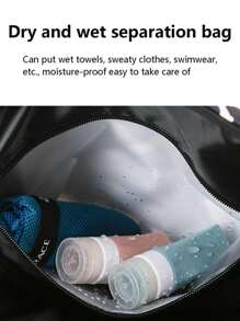 Foldable Hand Carry Bag For Sports & Travel, Black & White Milk Texture Wet-Dry Separated Gym Bag, Large Capacity, Oxford Cloth Material, Waterproof, Mildew Proof, Anti-Scratch, Trolley Strap, Versatile, Comfortable Handle, Casual Fitness Bag