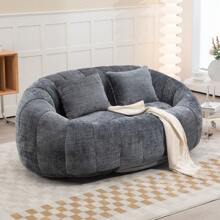 Chenille Lazy Sofa, 2 Seat Bean Bag Sofa Chair, Durable Soft Comfort Recliner, Lazy Loveseat Sofa Bed, Includes 2 Pillows, Indoor/Outdoor Use, No Assembly Required, Suitable For Living Room, Bedroom, Dormitory And Apartment(Gray) - Xám - Xem 1