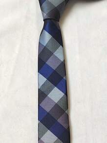 Men's Casual Colorful Plaid Slim Tie(5.5cm) - 藏蓝色 - 查看 3