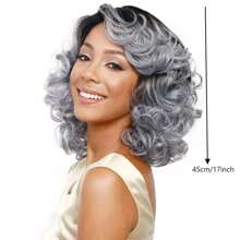 Women Short Curly Gray Synthetic Wigs, Granny Wig For Cosplay, Party Or Pranks - Grey - View 10