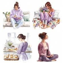 1 opakowanie Vintage Purple Series Wygodne naklejki dekoracyjne do domu do czytania, picia kawy, prowadzenia dziennika, cięcia DIY, notatnika, pamiętnika, albumu ze zdjęciami, artykułów szkolnych, dekoracyjnych naklejek - Fioletowy - Zobacz 11