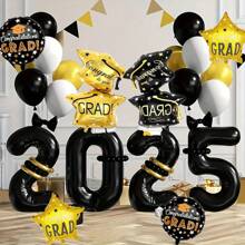 Decoración con globos para graduación 2025, incluye gorro de graduación, pancarta de la clase universitaria 2025, suministros para fiesta de celebración