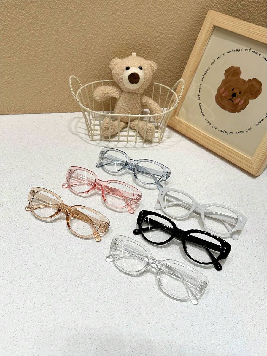 1 Pair Kids' Retro Rivet Frame Clear Lens Glasses, Suitable For All Seasons Everyday Wear