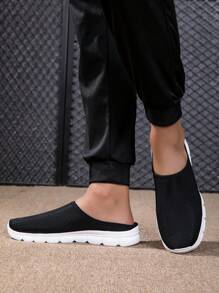 Men's Mesh Breathable Casual Slip-On Loafers, Fashionable Versatile Slouchy Shoes, Spring/Summer - Black - View 3