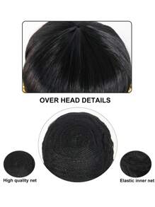 Peluca negra de estilo egipcio de longitud media y recta para mujer con accesorios de cabeza de serpiente para disfraz de fiesta de Halloween, peluca de reina, peluca de personaje de película de tema retro y atrevido de 18 pulgadas de largo con flequillo recto para vacaciones, carnaval, concierto, fotografía, Comic Con, Navidad, Año Nuevo y decoración