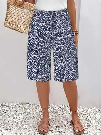 Women's Casual Loose Drawstring Pants, Woven Fabric Beach Pants, All Season