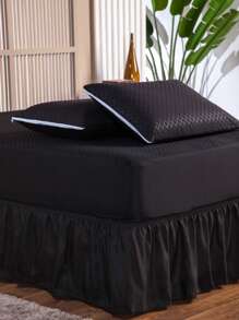 Waterproof King Mattress Protector Cover Kit + 2 Pillow Protectors + Box Skirt With Elastic - Black - View 3