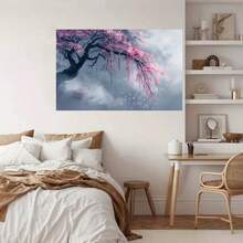 Framed Elegant Japanese Cherry Blossom Canvas Art Poster - En Frame, Perfect For Living Room, Bedroom, Kitchen & Office Decor, Ideal Gift