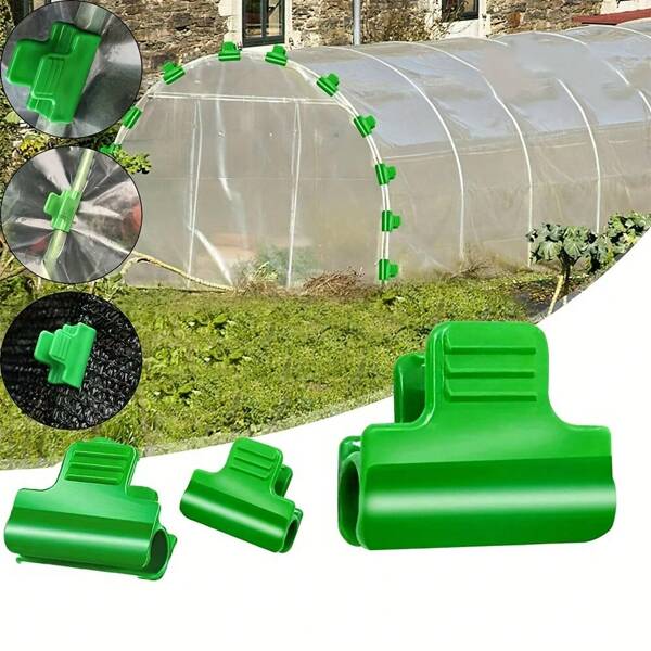 50/100 PCS Green Plastic Greenhouse Clips - Perfect For Securing Film, Shade Nets, And Supporting Plants In The Garden, Durable Plastic Material, Suitable For 0.43 Inch Plant Stake Frames - Essential Gardening Tool