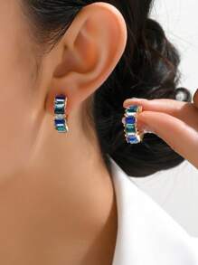 1 对优雅多色亚克力女士耳环，糖果色派对珠宝，母亲节、教师节、情人节约会、度假礼物 - 藍白綠 - 查看 1