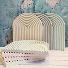 1件裝 矽膠模具 DIY 波浪條紋幾何收納平盤裝飾擺件杯墊 石膏黏土矽膠模 - 白色 - 查看 9