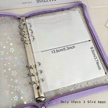 A5 激光星环 Maccaron 金属拉链盖，10 个 1/2/4 格袖袋，DIY 收集书套装，学校用品，返校 - 彩色 - 查看 22